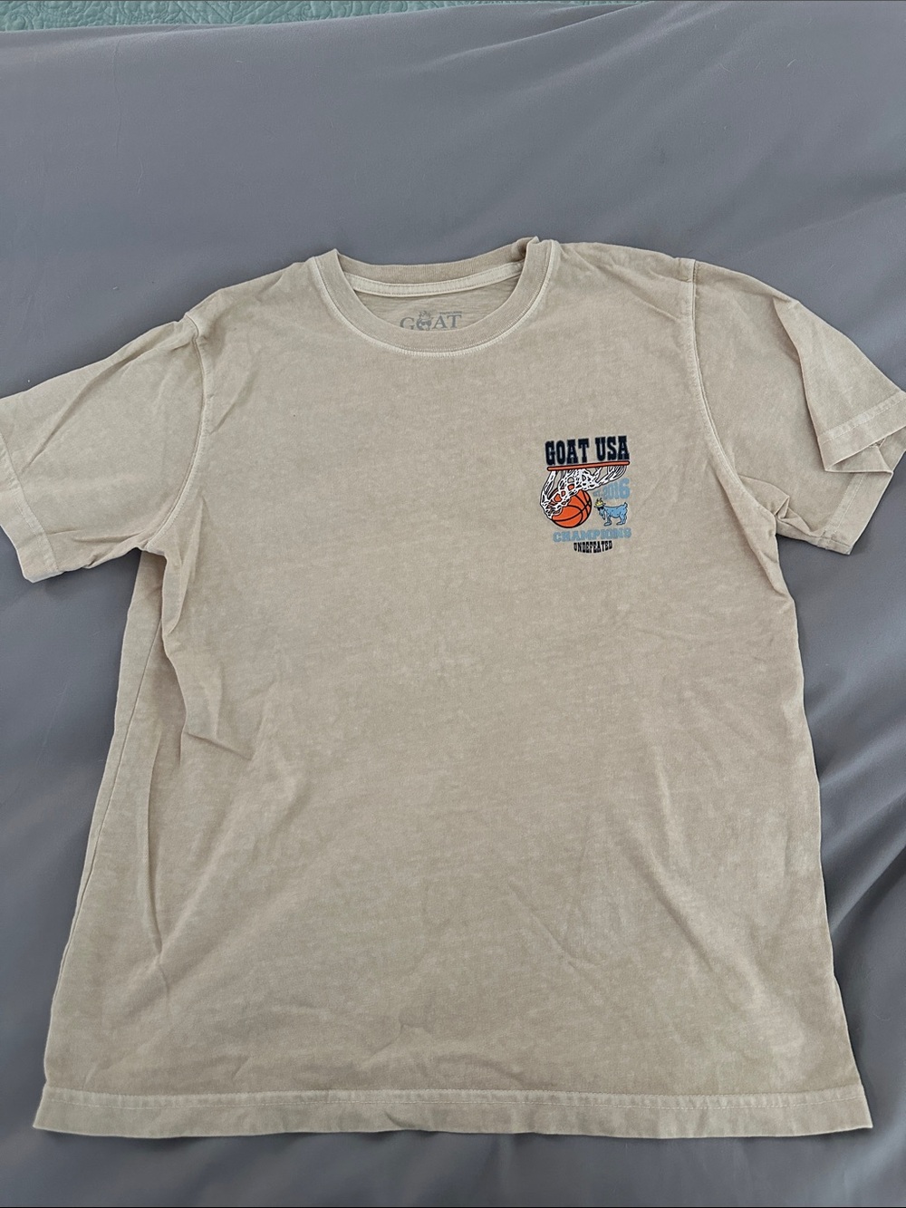 GOAT USA Tan Short-Sleeve Basketball Graphic Tee